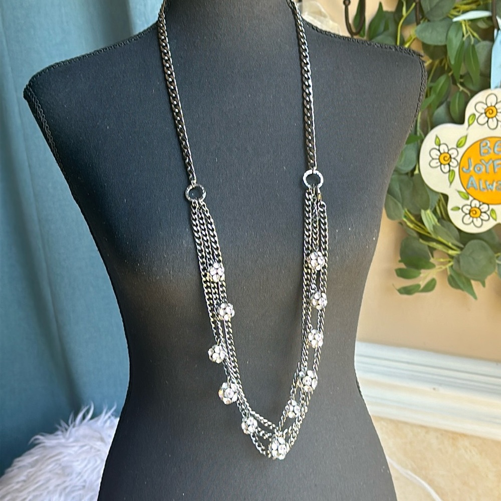 Premiere Designs Hematite Plate Layered Adjustable Rhinestone Spheres